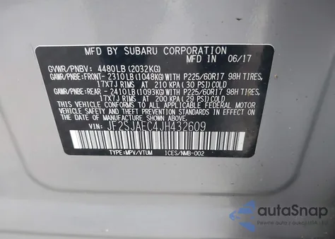 2018 Subaru Forester 2.5I Premium из США, поврежденный, VIN JF2SJAEC4JH432609